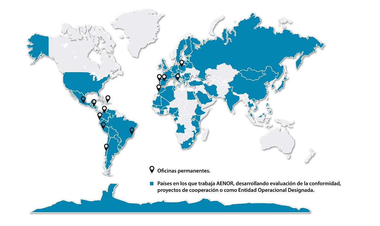 Países en los que tiene presencia AENOR en el mundo