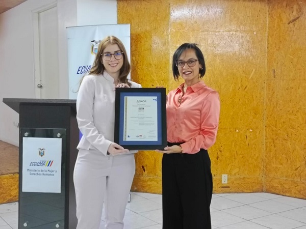 AENOR otorga Certificación ISO 9001 al Ministerio de la Mujer y Derechos Humanos de Ecuador